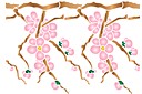 Трафареты растительных бордюров - Ветка вишни весной В